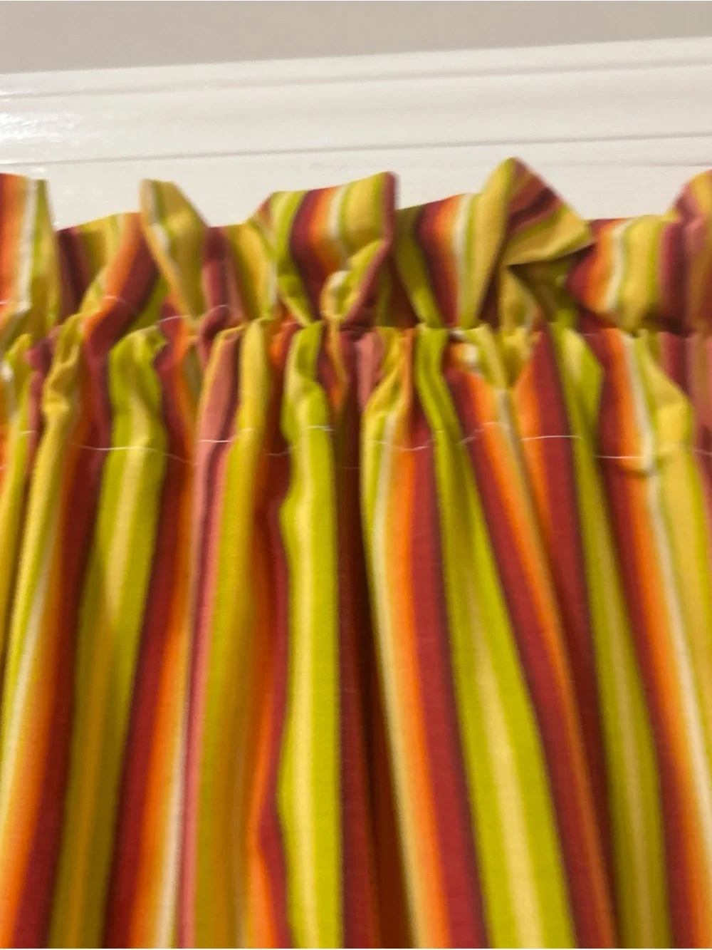 Vibrant Striped Curtain Panels in Yellow, Orange & Pink - handmade new